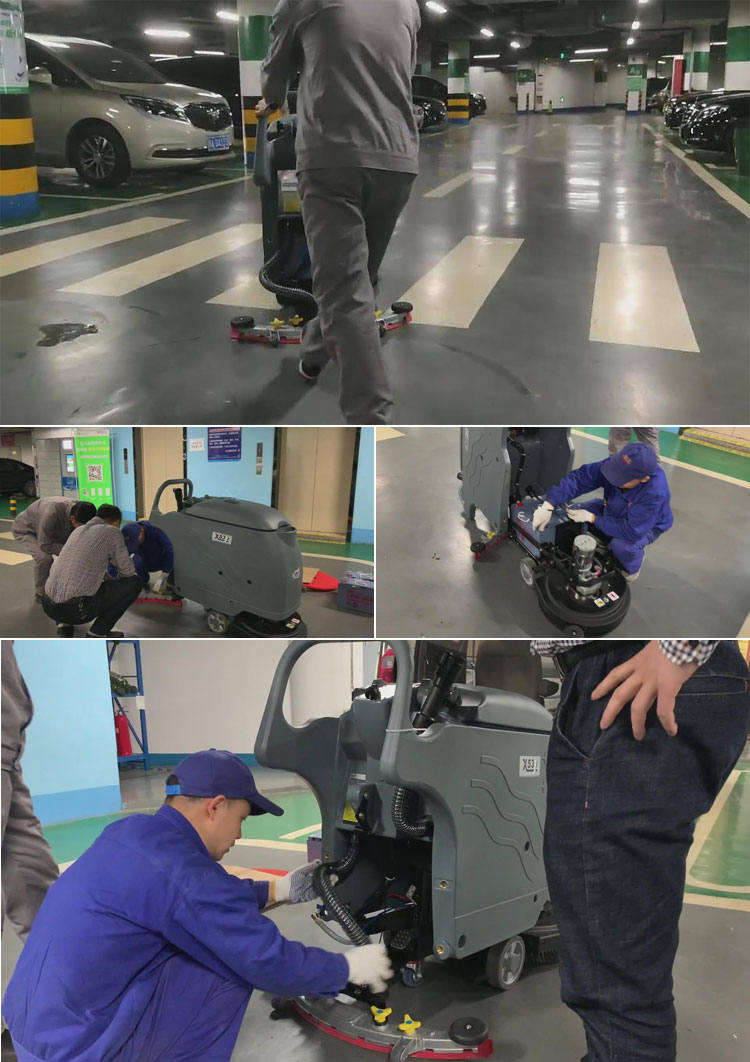旭潔售后工程師在培訓(xùn)旭潔洗地機(jī)的裝配操作